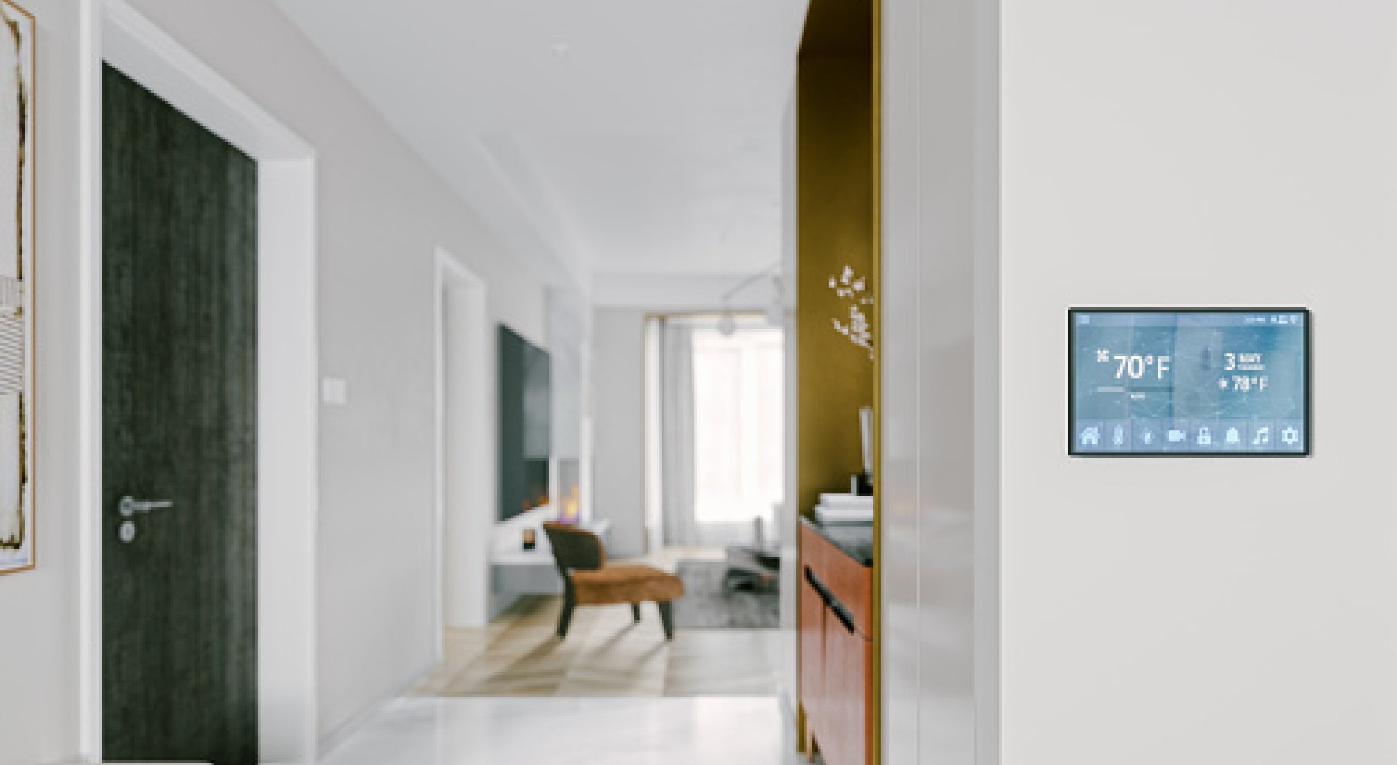 smart thermostat display on wall