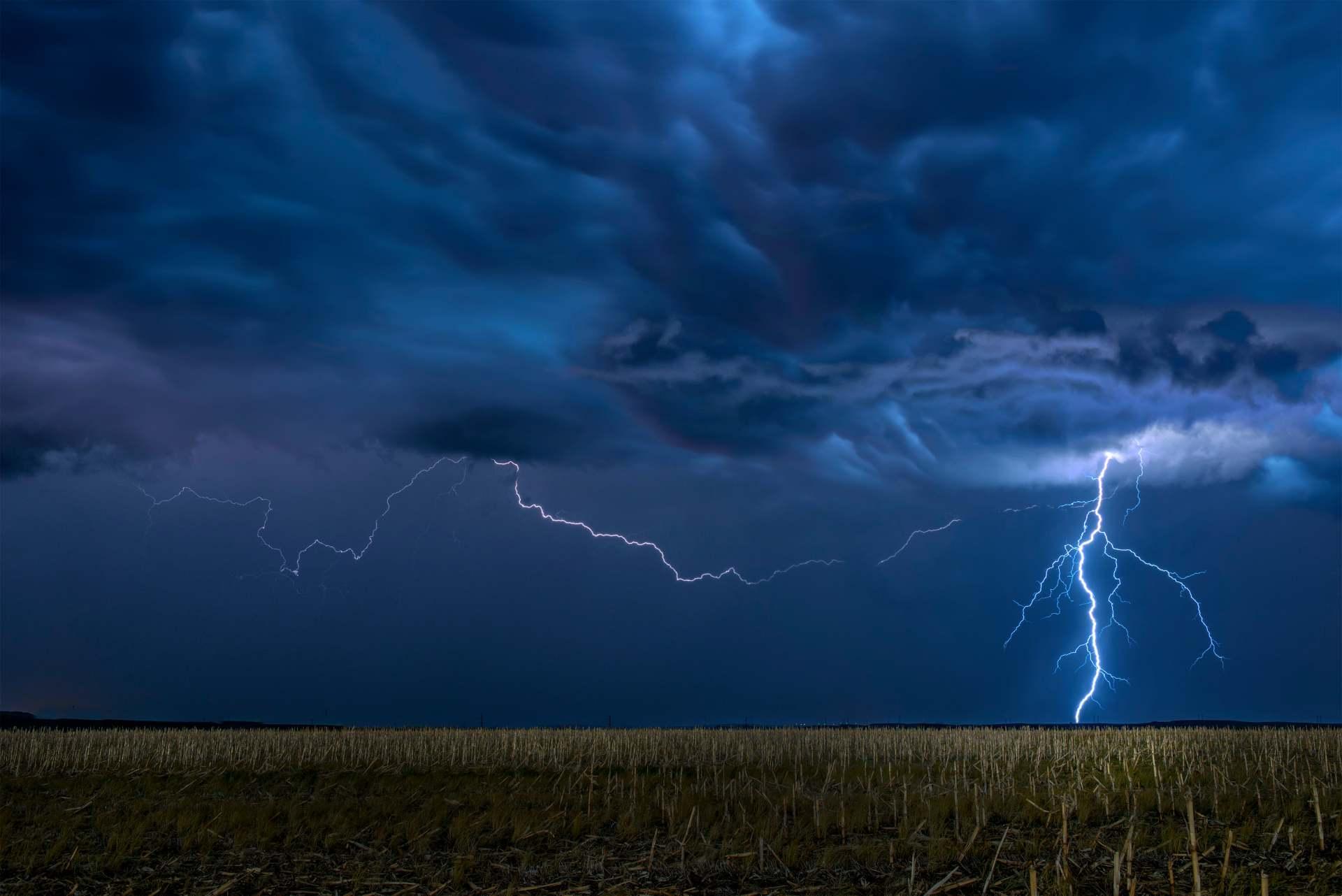 lightning storm in field