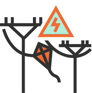 Kite in power lines icon